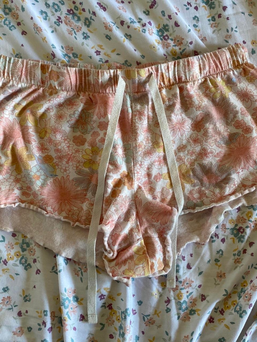LC Lauren Conrad Peach Floral Cotton Lounge Shorts